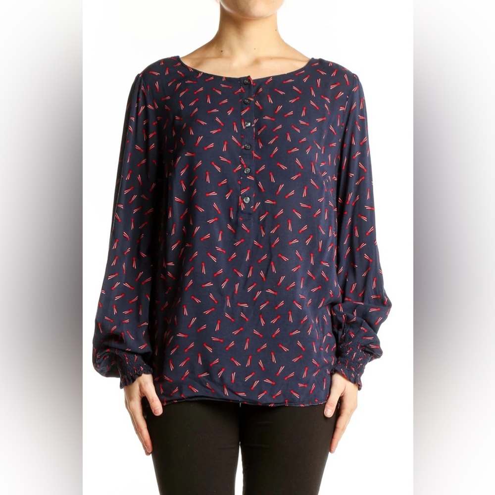 Boden Kara Navy Blue Red White Shooting Stars Blouse Top 12